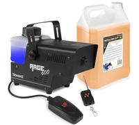 BeamZ RAGE600W Pack Machine à Fumée 600 Watts avec 5L de Liquide, Réservoir 500 mL, Design Unique, Télécommande sans Fil et Filaire 3m, Idéal pour une Soirée de 30 m²