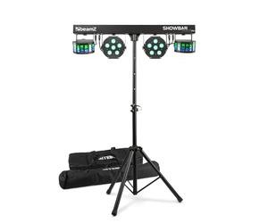 Beamz SB02 ShowBar - 2x Projecteurs PAR + 2x Derby sur Batterie, Mode DMX 6 ou 8 Canaux, Gestion Audio, Mode Automatique, Affichage LED, avec Télécommande, Idéal pour la Scène et Évènement Festif