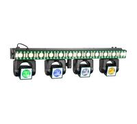 BeamZ Showbar GO Edge Barre 4 Lyres LED RGBWA 160W avec Barre LED et Stroboscope, Éclairage DJ Scène Animation