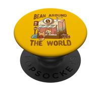 Bean Around The World Coffee Kawaii Cute Funny Coffee PopSockets PopGrip Adhésif
