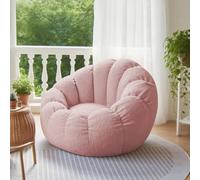 Bean Bag Cover Fluffy Beanbag Chair (No Filling) Pumpkin Shaped Bean Bag Lounge Chair without Filler for Adults Empty Lazy Sofa for Living Room, Bedroom(Pink)