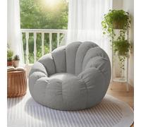 Bean Bag Cover Fluffy Beanbag Chair (No Filling) Pumpkin Shaped Bean Bag Lounge Chair without Filler for Adults Empty Lazy Sofa for Living Room, Bedroom(Gray)