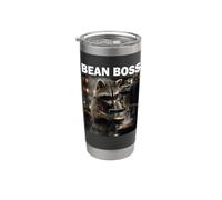 Bean Boss Connaisseur de café Raton laveur Amoureux du café Gobelet isotherme en acier inoxydable double paroi