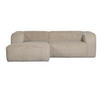 BEAN - Canapé d'angle gauche 3 places en velours crème L 254 Creme