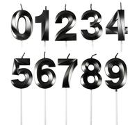 BEAN LIEVE Bougies d'anniversaire - Bougies numérotées Happy Birthday en forme de chiffre 0-9 utilisées pour la décoration de gâteaux pour les fêtes d'anniversaire (noires)