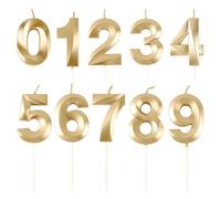 BEAN LIEVE Bougies d'anniversaire numérotées Bougies pour gâteau d'anniversaire avec chiffres de 0-9 utilisées pour la décoration de gâteau d'anniversaire et d'anniversaire de mariage (champagne doré)
