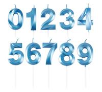 BEAN LIEVE Bougies d'anniversaire numérotées Bougies pour gâteau d'anniversaire avec chiffres de 0-9 utilisées pour la décoration de gâteau lors de fêtes d'anniversaire (bleu)