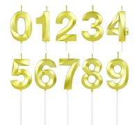 BEAN LIEVE Bougies d'anniversaire numérotées - Bougies pour gâteau d'anniversaire avec chiffres de 0-9 utilisées pour la décoration de gâteaux lors de fêtes d'anniversaire (doré)