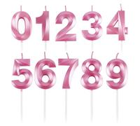 BEAN LIEVE Bougies pour gâteau d'anniversaire - Chiffres 0-9 Utilisées pour la décoration de gâteaux pour les fêtes d'anniversaire et les anniversaires de mariage (Roses)