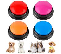 BEAN LIEVE Lot de 4 boutons d'entraînement pour chien - Enregistrement et lecture de 30 secondes - Buzzer de commande pour animal de compagnie - Bouton d'enregistrement vocal pour la communication
