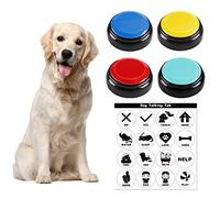 BEAN LIEVE Lot de 4 Boutons enregistrables pour Chien pour la Communication et l'entraînement, Buzzer de Commande pour Animaux de Compagnie avec 16 Autocollants gratuits