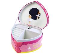 Beanewone Boîte à bijoux pour fille avec boîte à musique, unique en forme de cœur, intégrée, poney rotatif et miroir, idéal comme cadeau pour les filles de 3, 4, 5, 6, 7 ans