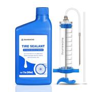 Beanewone Liquide Préventif Tubeless, 500ml Liquide Anti Crevaison et Seringue Tubeless Velo pour l'Injection Directe de Produits d'Étanchéité Durables dans Les Pneus de VTT et de Vélo de Route