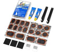 Beanewone Rustine Velo, Kit Reparation Velo avec 18 Rustine, 2 Colle Rustine, Demonte Pneu Velo et Lime à Métaux - Étui de Rangement Portable pour les Chambres à Air de Vélo, de Moto et de Pneumatique