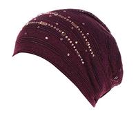 Beani Bonnet de chimio, en dentelle, pour femme, super doux, pour perte de cheveux, cancer, chimio, Bordeaux, taille unique