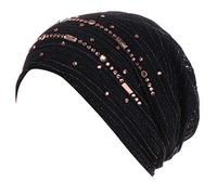 Beani Bonnet de chimio, en dentelle, pour femme, super doux, pour perte de cheveux, cancer, chimio, Noir , taille unique