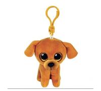 Ty Peluche porte-clés Beanie Boo's Zuzu – Chien marron, yeux scintillants, clip œillet doré, 12 cm