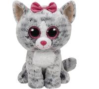 Peluche Kiki le Chat - TY - 15 cm - Gris et Rose - Pour Enfant - Gamme Plush gris TU