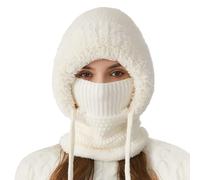 Beanie Hat for Women, Sherpa Hood Ski Hood Hat, Women's Outdoors Windproof Scarf Hats, Fall Winter Warm Knitted Windproof Balaclava Scarf for Men Women, Outdoor Sports Running Skiing Cycling Hiking