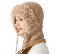 Beanie Hat, Windproof Face Shield, Comfortable Headwear, Moisture-Wicking Fabric Blend, Full Head and Neck Protection, Performance Snow Accessories, Gray Winter Cap for Cycling, Skiing, Extreme Cold