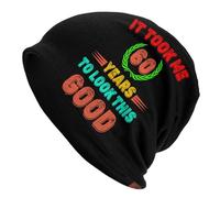 Beanie pour Homme Cadeau d'anniversaire Drôle, Il m'a Fallu 60 Ans pour Être Aussi Beau Knit Beanie Extensible Bonnet Hiver Épais Chapeau Tricot pour Adultes Femme Cyclisme