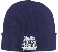 Beanie Skull Cap Je suis Le Connard Le Plus Gentil Que Tu Rencontreras Jamais Cuff Bonnet Tricoté Coupe-Vent Bonnets Doux Fine Tricot Chapeau pour Le Sport Les Jours Froids Protéger La Coiffure