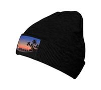 Beanie Skull Cap Paysage De Plage Tropicale Au Coucher du Soleil Beanie Chaud Bonnets Doux Bonnet Tricoté pour Les Jours Froids Protéger La Coiffure