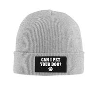 Beanie Skull Cap Puis-Je Caresser Votre Chien ? Cadeaux Amusants pour Les Amoureux des Chiens, Noir Bonnet Tricoté Chaud Fine Tricot Chapeau pour Les Jours Froids L'Extérieur Le Sport