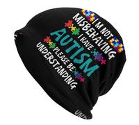 Beanie Tricoté Sensibilisation À l'Autisme Je Ne Me Comporte Pas Mal, Je suis Autiste Beanie Confortable Fine Tricot Chapeau Doux Bonnet en Tricot pour pour Homme Et Femme Protéger La Coiffure