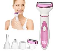 Beanify Rasoir électrique rechargeable 4 en 1 avec écran LED pour homme et femme - Rasoir électrique humide et sec et épilateur facial - Rasoirs indolores pour le nez, le visage, le corps, les jambes