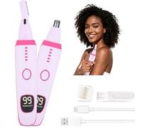 Beanify Tondeuse 2 en 1 pour nez et oreilles avec écran LED, tondeuse électrique rechargeable pour poils nasaux pour homme et femme, épilation des sourcils et du visage avec lames à double tranchant