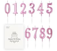 BEANLIEVE Lot de 10 bougies d'anniversaire à chiffres - Bougies à chiffres de 0 à 9 à paillettes pour décoration de gâteau, anniversaire de mariage et fête (Or rose)