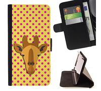 BeanShells [ Microsoft Lumia 850 Case [ Flip Cover Leather Wallet ] - Giraffe Banana Pink