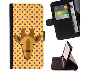 BeanShells [ Microsoft Lumia 850 Case [ Flip Cover Leather Wallet ] - Giraffe Banana Pink