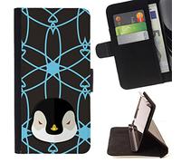 BeanShells [ Microsoft Lumia 850 Case [ Flip Cover Leather Wallet ] - Penguin Disco Blue Atom