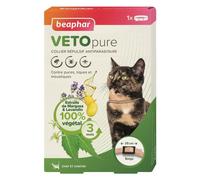 BEAPHAR - VETOPURE - Collier Répulsif Antiparasitaire pour Chat et Chaton - aux extraits de Margosa & de Lavandin - Contre Les Puces, Tiques et Moustiques - Protection 3 Mois - Collier Beige de 35cm