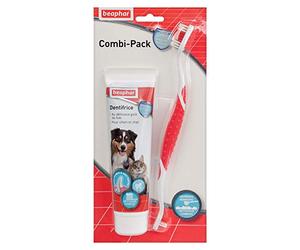 BEAPHAR - Combi-Pack : Brosse à Dents + Dentifrice haleine fraîche pour Chien et Chat (Tube de 100 g) - Élimine la Plaque Dentaire - Empêche la Formation de tartre - Combat la Mauvaise haleine