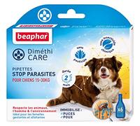 Beaphar - DIMÉTHICARE - Pipettes Stop parasites pour Chien Moyen 15-30 kg - Contre puces, tiques et poux - sans Pesticide et sans Insecticide Chimique - À l'Aloe Vera - Durée 2 Mois - 6 pipettes