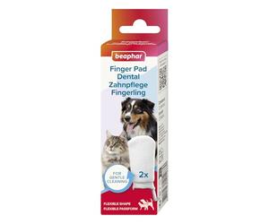 BEAPHAR - Doigtier de Soins dentaires pour Chiens et Chats - Nettoyage des Dents en Profondeur - Combat la Plaque Dentaire - Dentier soigné - Lot de 2