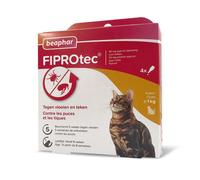 BEAPHAR - FIPROTEC 50 MG - Solution Spot-on pour Chats - Traitement Antiparasitaire pour Chat dès 8 Semaines - 4 Pipettes de 0,50