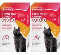 Beaphar - FIPROTEC Combo Solution Spot-on pour Chats et furets (>1kg) au Fipronil et (S)-Méthoprène dosés à 50 mg/60 MG - Agit Contre puces, tiques et poux broyeurs - 3 pipettes de 0,5 ML (Lot de 2)
