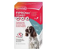 Beaphar - FIPROTEC COMBO Solution spot-on pour chiens moyens (10-20 kg) au Fipronil + (S)-Méthoprène dosés à 134 mg/120,6 mg - Agit contre puces, tiques et poux broyeurs - 3 pipettes de 1,34 ml