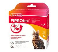 BEAPHAR - FIPROTEC 50 MG - Solution Spot-on pour Chats - À Base de Fipronil - Tue Les Puces et Les Tiques à l'application - Traitement Antiparasitaire pour Chat dès 8 Semaines - 4 Pipettes de 0,50 ML