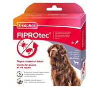 BEAPHAR - FIPROTEC Solution Spot-on pour très Grands Chiens (40-60 kg) 402 mg - À Base de Fipronil - Contre Les Puces - Protège Contre Les Infestations par Les Tiques - 4 Pipettes de 4,02 ML