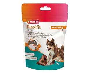 Beaphar Flexifit Treats - Snack articulaire pour Chiens Actifs - Goût de Viande - Omega 3, glucosamine et Calcium - 150 g