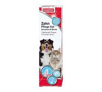beaphar - Kit de Soins dentaires pour Chiens et Chats - Brosse à Dents et Dentifrice à Double tête - Lutte Contre la Plaque Dentaire et Le tartre - avec goût de Foie - sans fluorure - Kit avec 1
