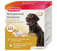 BEAPHAR - Schapenvet Bonbons Knoflook - 100% Natuurlijk Aanvullend Diervoeder - Met Knoflook - Ondersteunt De Spijsvertering - 40 Stuks