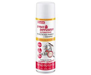 BEAPHAR - Spray & Diffuseur automatique insecticide habitat - Tue les insectes volants, rampants, les œufs et larves - Permet de traiter 160 m² - Action longue durée jusqu'à 6 mois - Flacon 500 ml