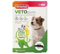 BEAPHAR - VETOPURE - Collier Répulsif Antiparasitaire pour Chien et Chiot - aux Extraits de Margosa & de Lavandin - Contre Les Puces, Tiques et Moustiques - Protection 3 Mois - Collier Marron de 60cm