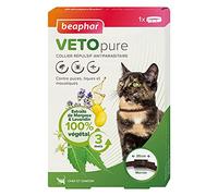 BEAPHAR - VETOPURE - Collier répulsif antiparasitaires pour Chat & Chaton - Extraits de Margosa & de Lavandin - Contre Les puces/tiques/moustiques - Protection 3 Mois - Résiste à l’Eau - Marron